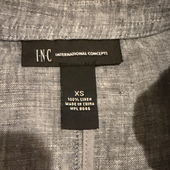 INC International Concepts Gray Ruffle Button-Up Top - Picture 2 of 4